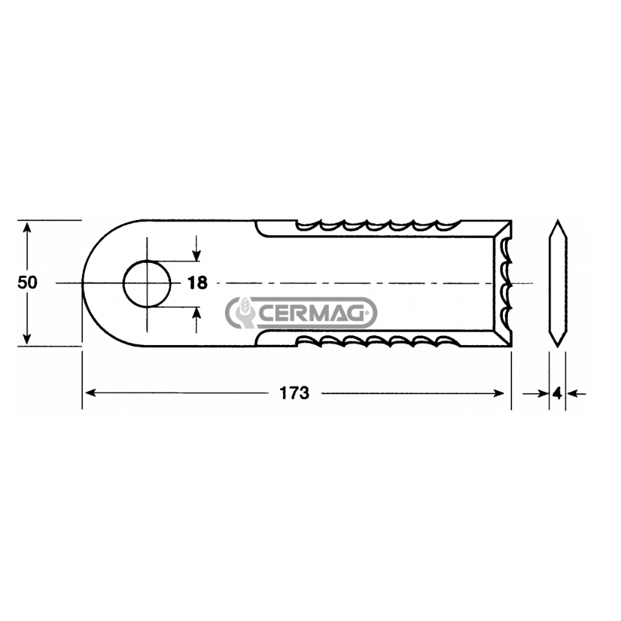 Nož sečke 170x5 d.18 nazubljen  8978